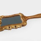 20th century handcrafted wooden hand held mirror, France