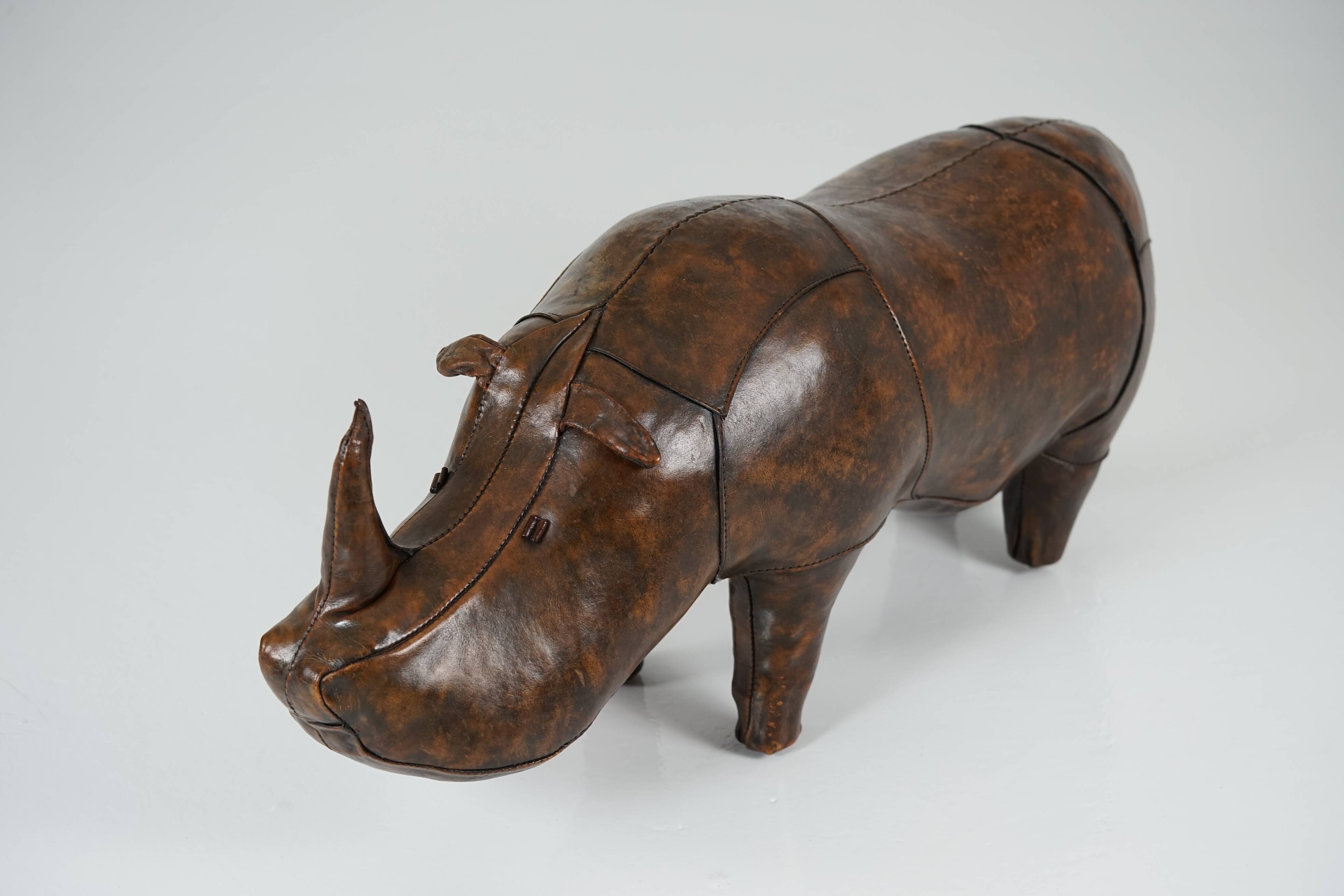 XL Rhinoceros Leather Footstool by Dimitri Omersa