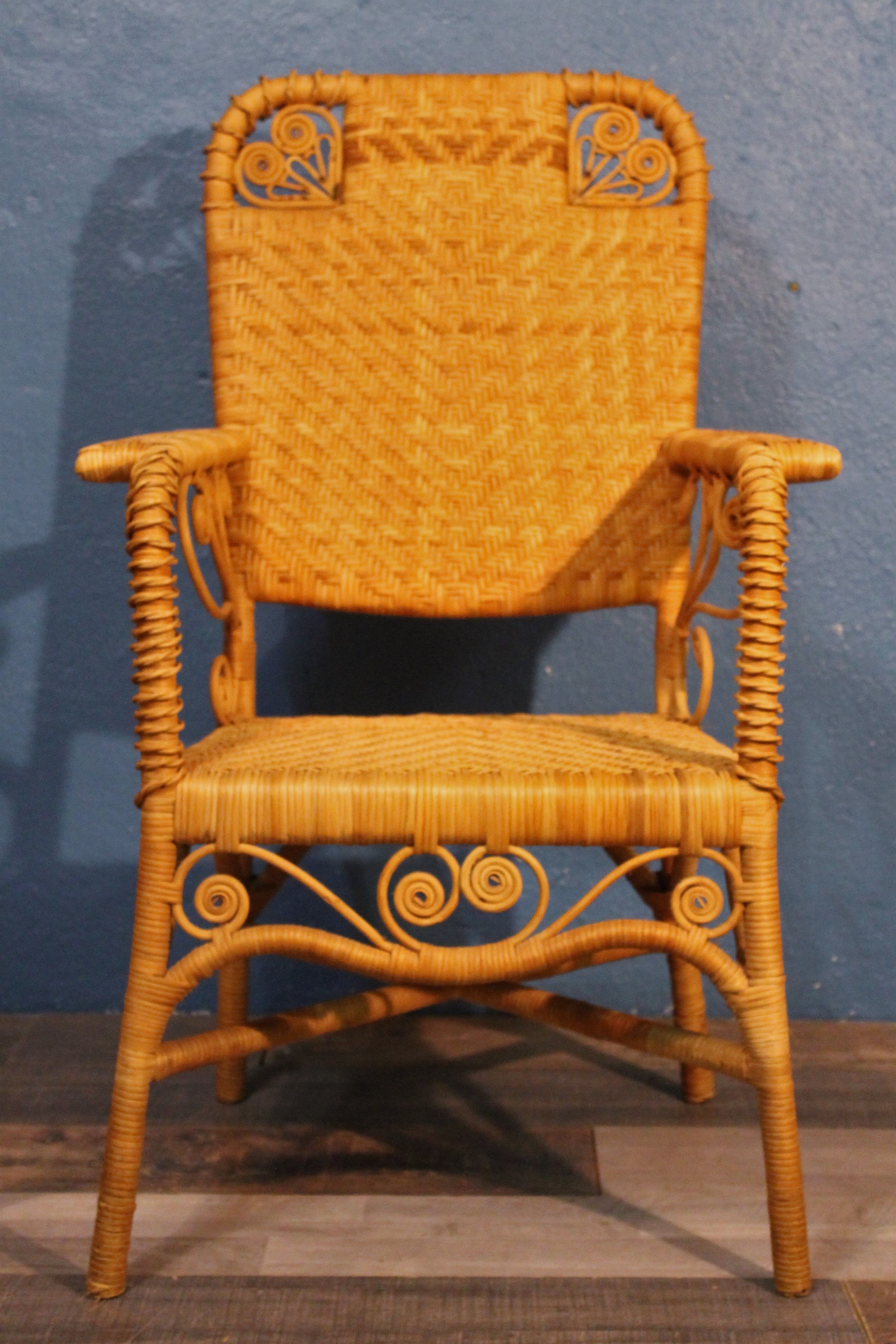 Pair of rattan armchairs "Peacock" 1970