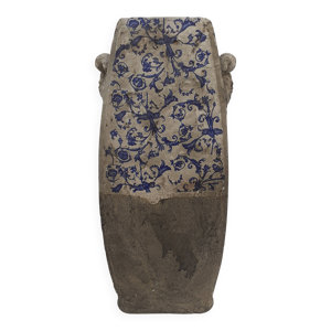 Vase avec émaillage - bleu blanc