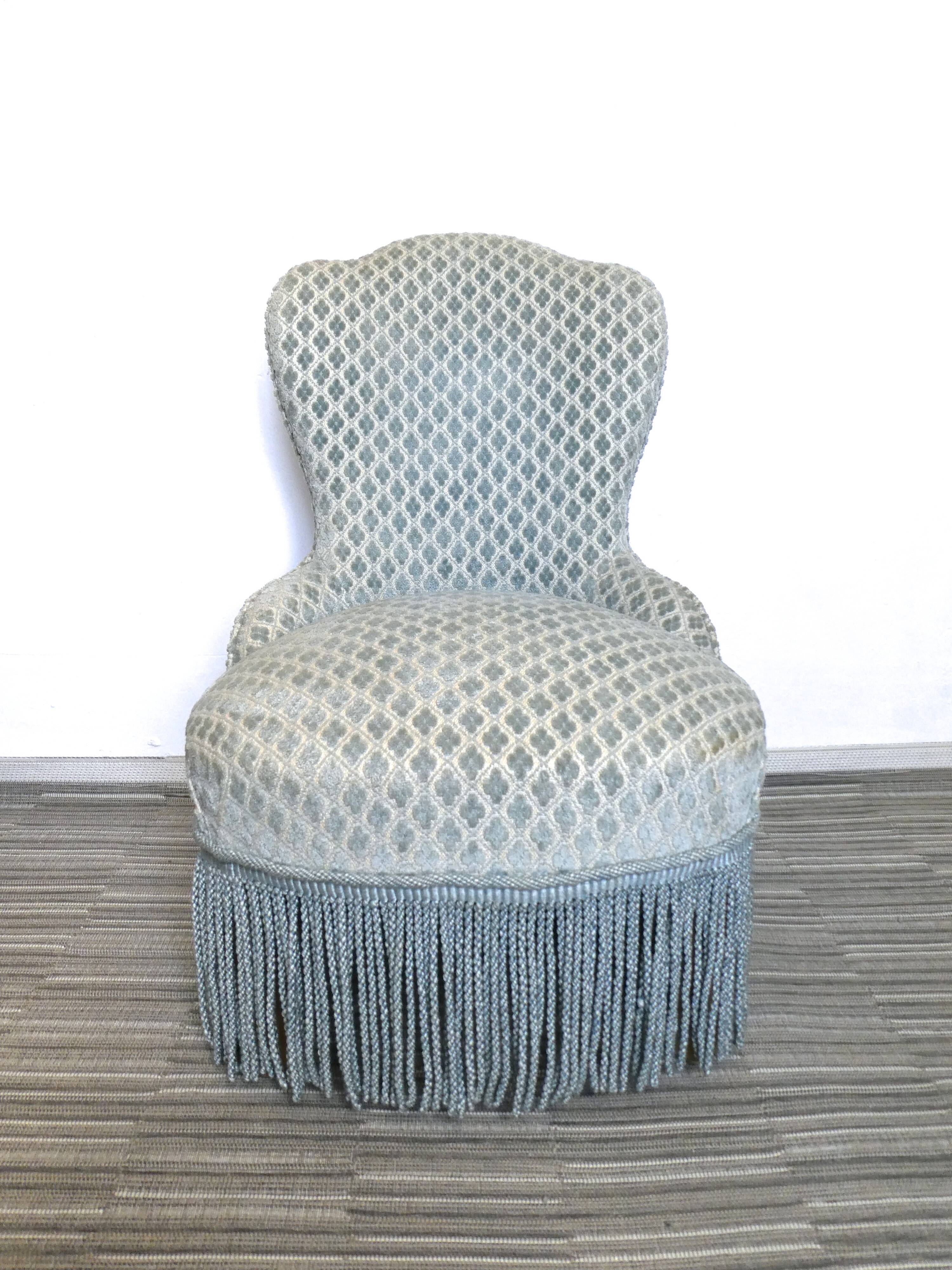 Pastel blue velvet toad chair