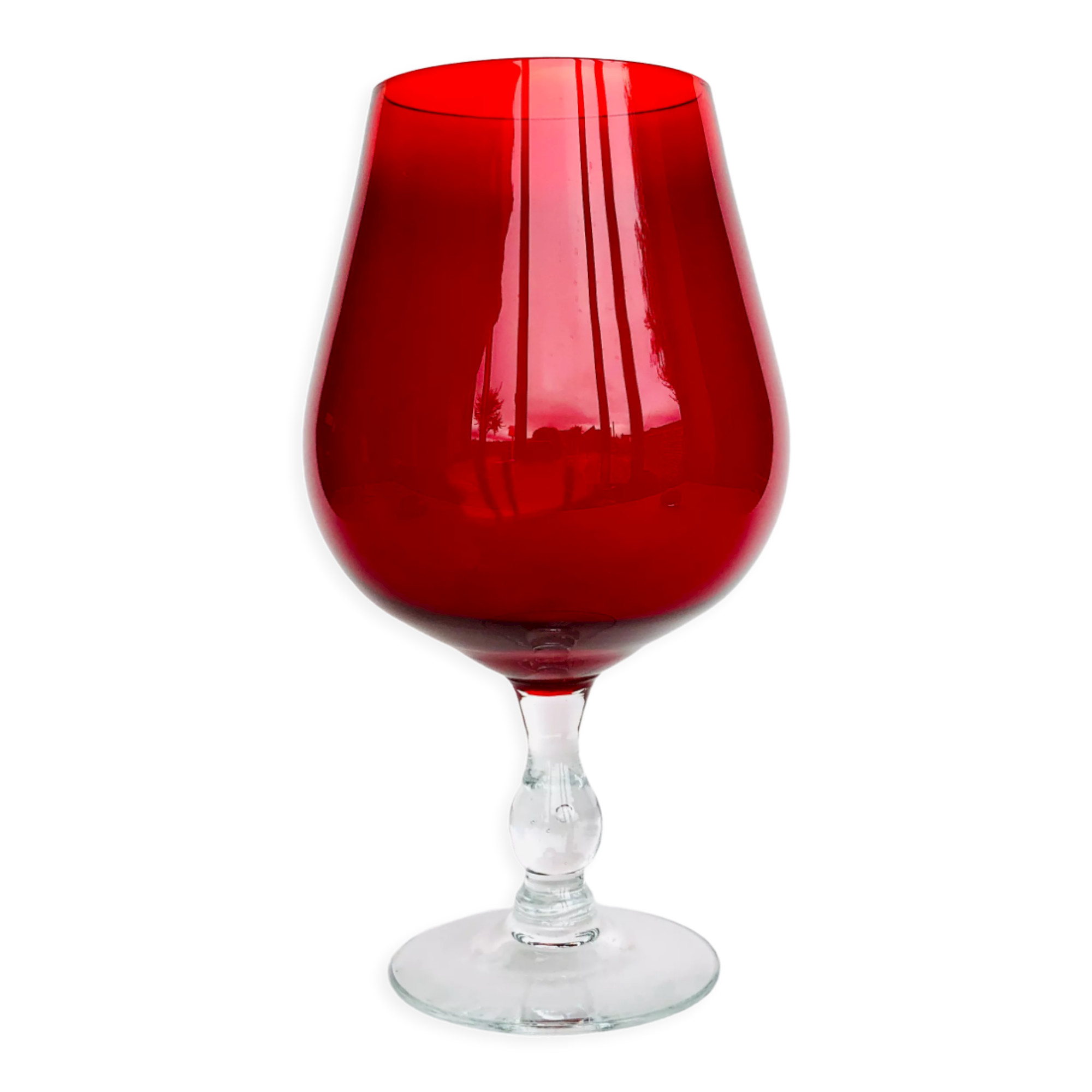 Red textured glass vase from the 60s 70s, Italy, Empoli