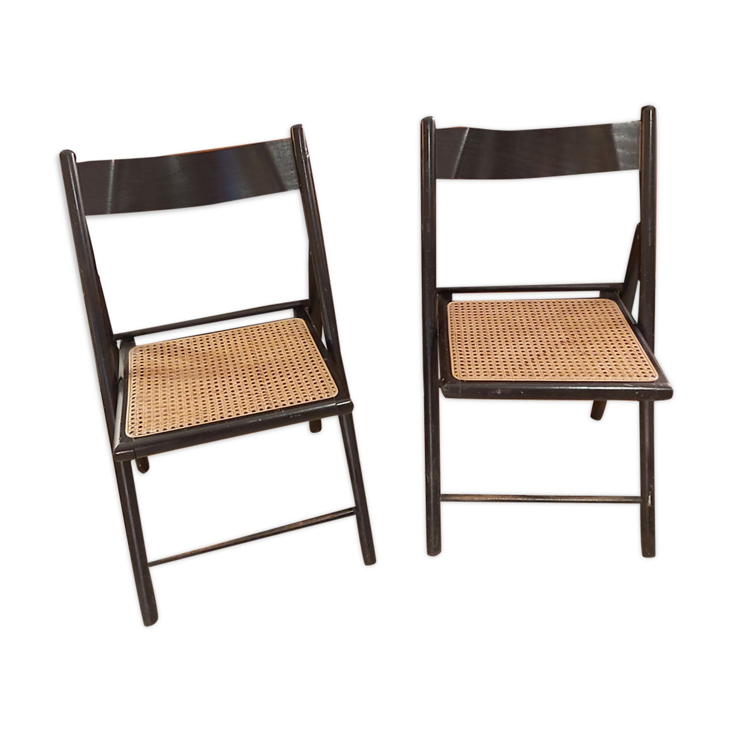 Pair of folding chairs in 70s canage