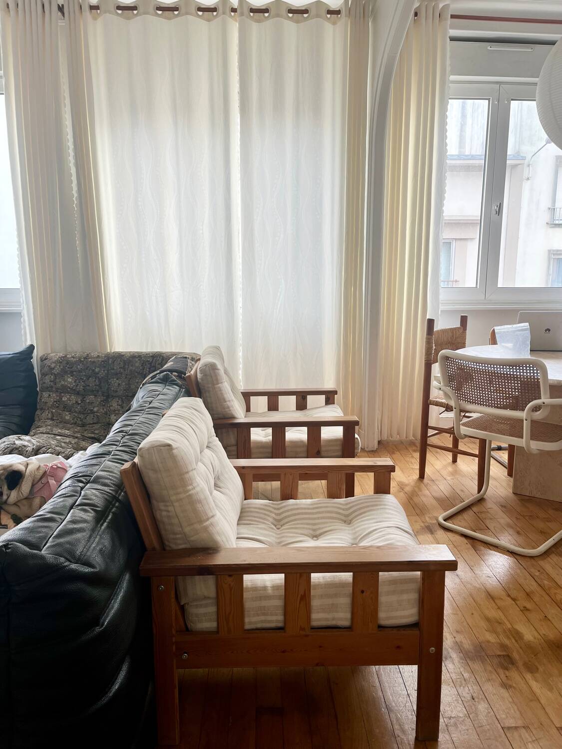 Pair of pine armchairs, 1980s, Sweden