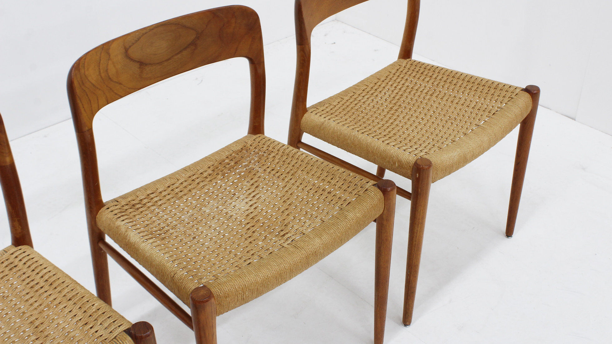 Chaises de salle à manger vintage Modèle 75 par Niels Otto Møller en papercord, ensemble de 6