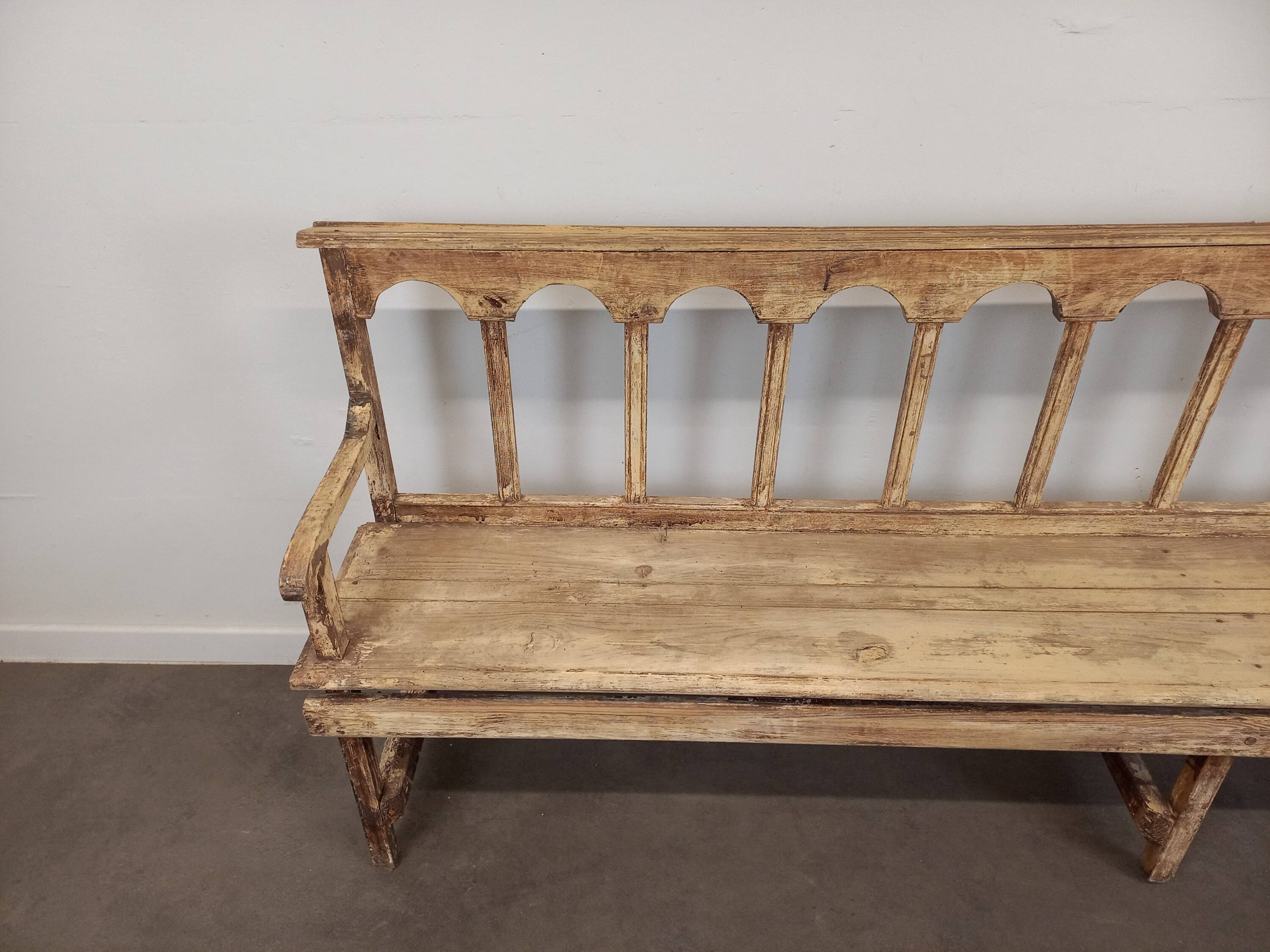 Patinated church pew