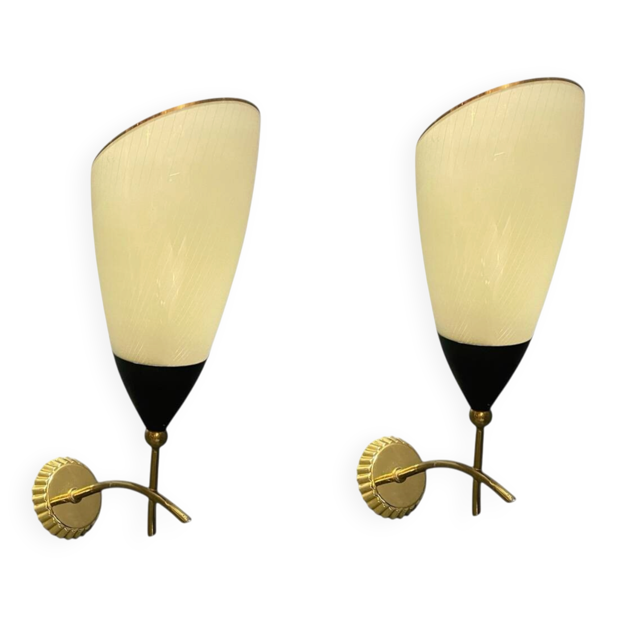 Italian Glass Brass Sconces in the Style of Stilnovo 1960’s