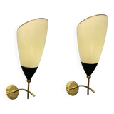 Italian Glass Brass Sconces in the Style of Stilnovo 1960’s