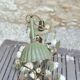 Italian cage chandelier decorated with ceramic roses and glass paste pendants