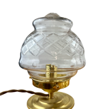 Vintage globe table lamp engraved and transparent chiseled