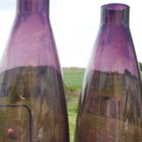 Purple glass vase duo