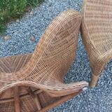 Rattan armchair and rattan coffee table from the 70s