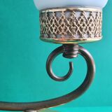 Large double lighting vintage opaline table lamp