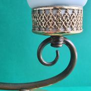 Lampe de table à poser grande double éclairage opaline vintage