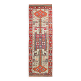 Tapis couloir vintage en laine et coton turc noué à la main beige 114x362