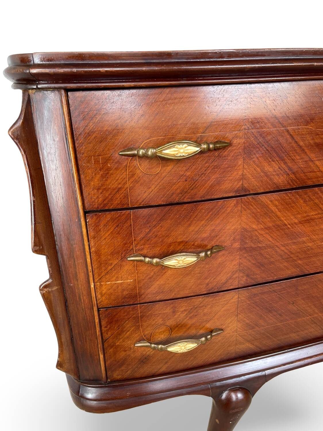 Commode en placage de palissandre avec plateau en onyx vert