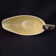 Saucière en faïence de Saint Clément Jaune et marron A083
