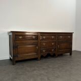 Large English sideboard, dresser, solid oak buffet George II 18th century.
