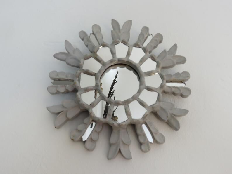 Wooden sun mirror with art deco inlays 40/50