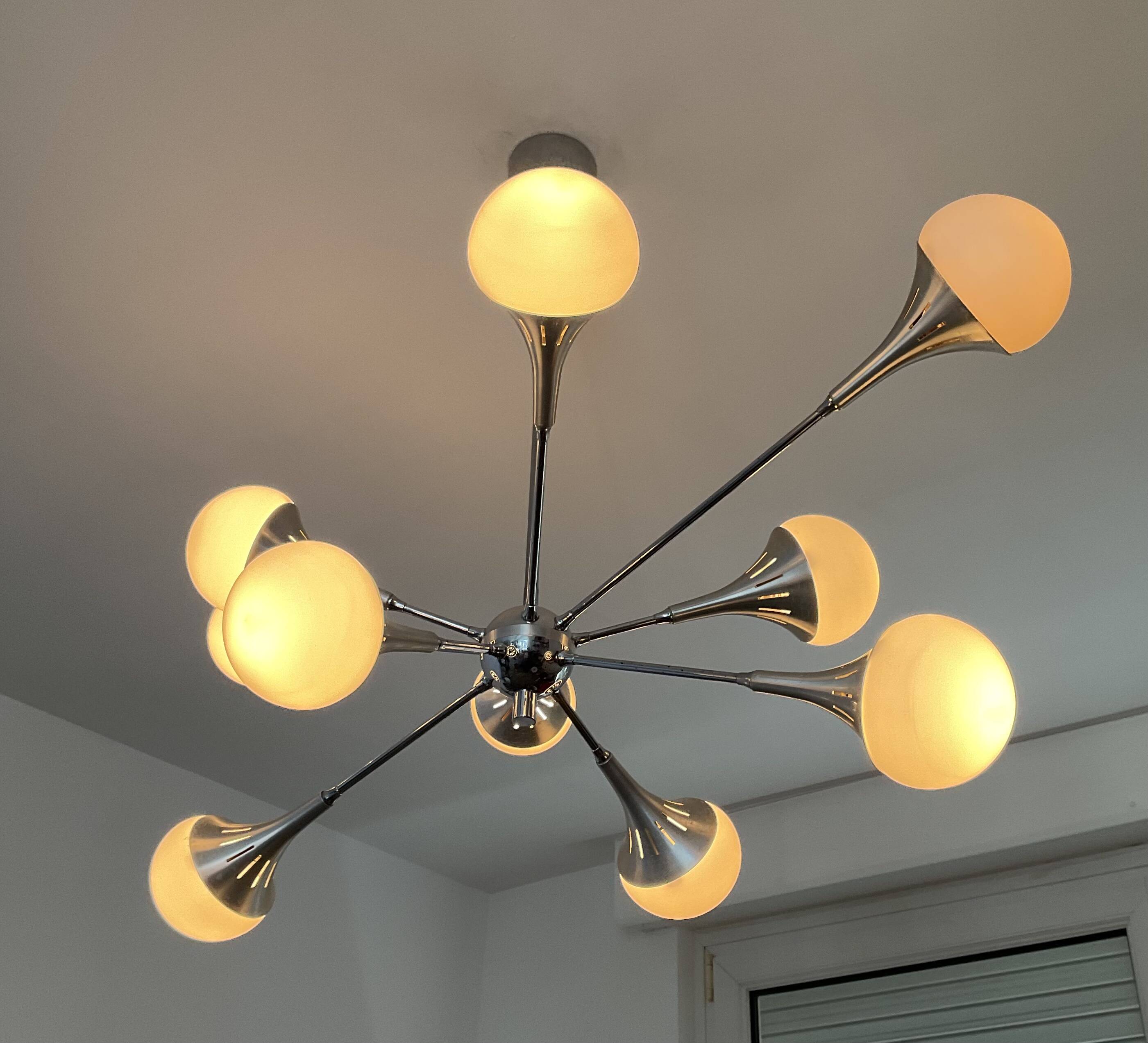 Vintage trumpet chandelier from the 70s