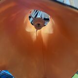 Lampshades in suspension in multicolored fabric