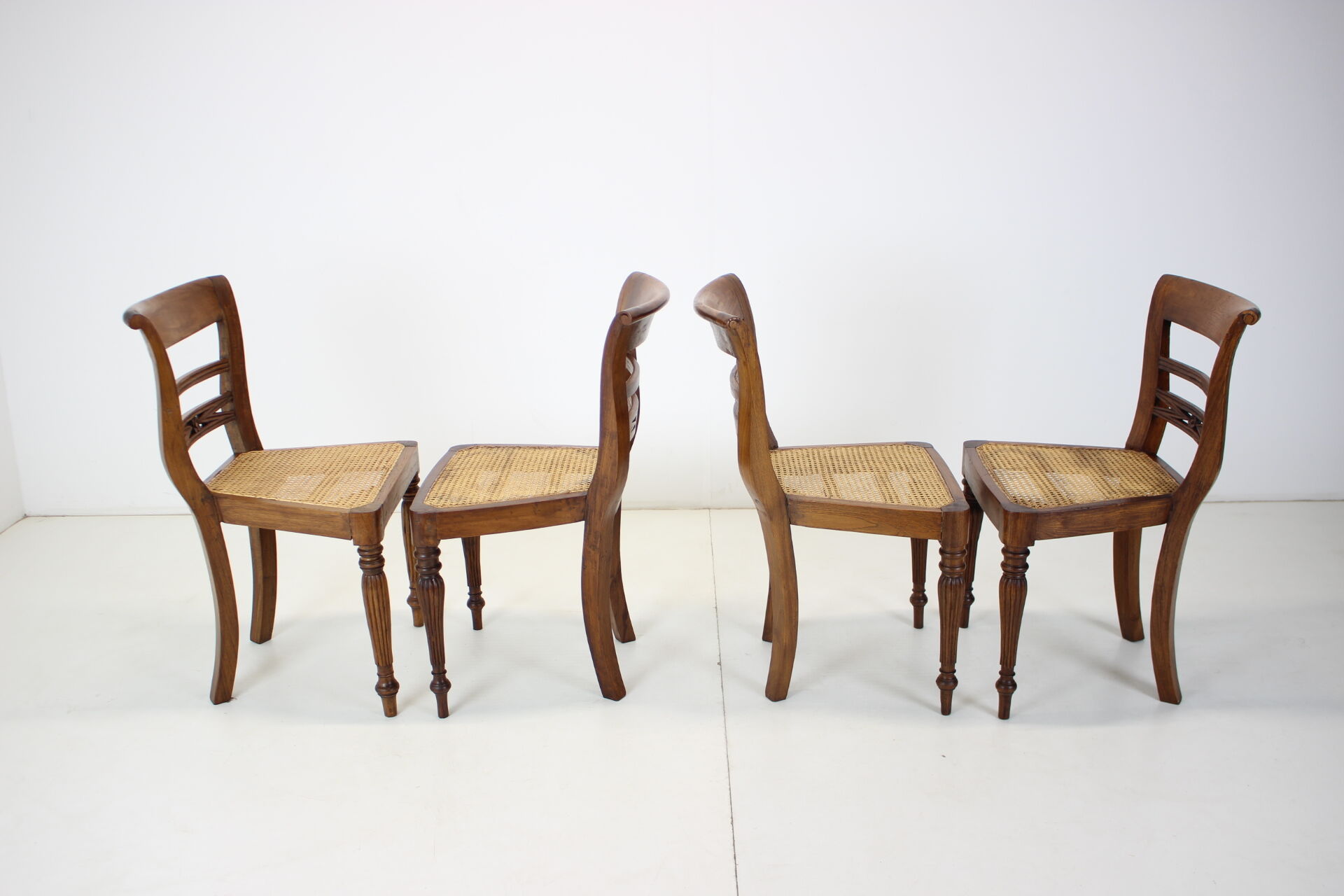 Set of Four Dining Chairs, made of solid Wood, 1950s,Czechoslovakia