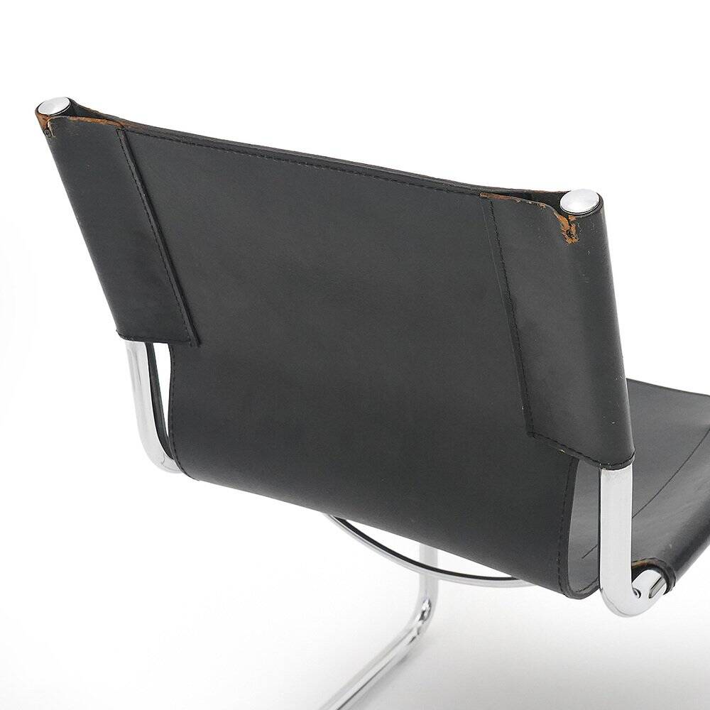 Pair of metal and leather chairs by Carlo Bartoli for T70, 1970s.