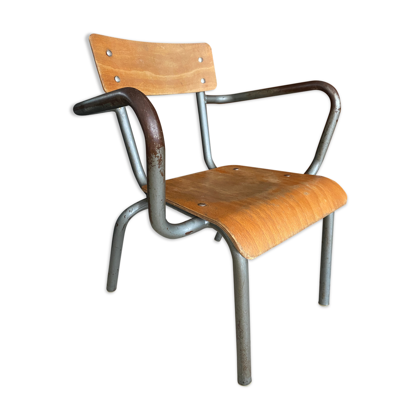 Old Mullca school chair with armrests