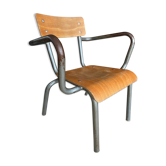 Ancienne chaise d'école Mullca avec accoudoirs