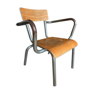 Ancienne chaise d'école Mullca avec accoudoirs