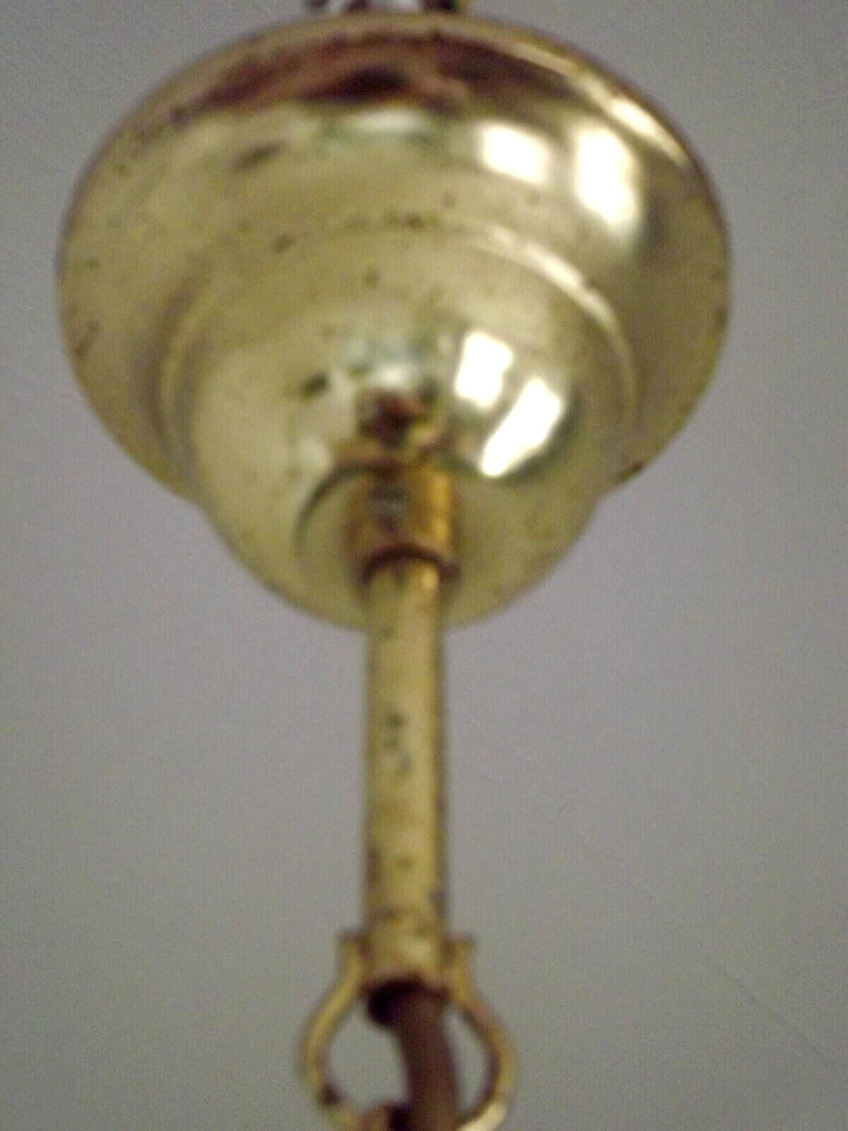 French ceiling light in gold metal with 4 decorative glass panels.