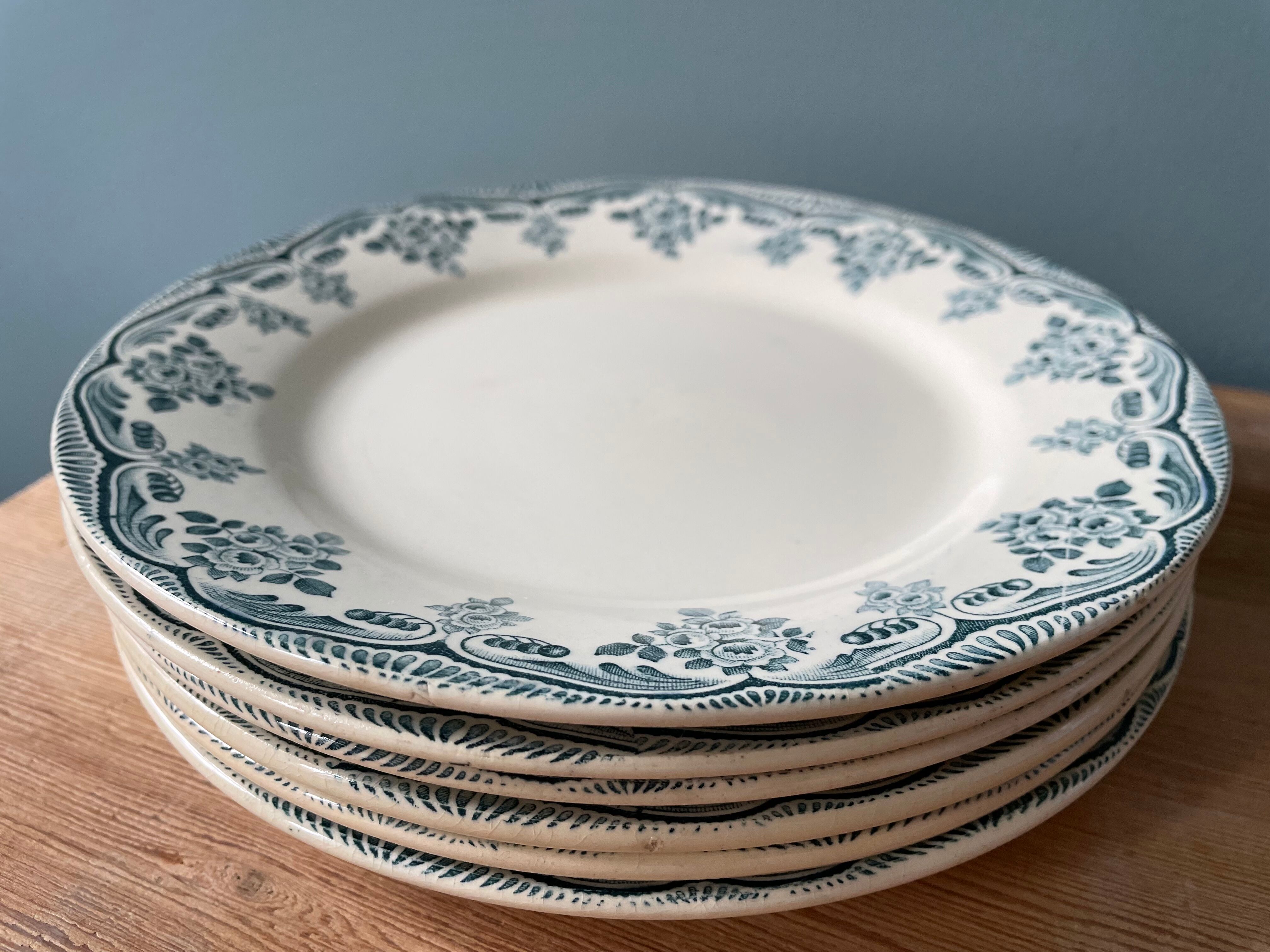 Set of 6 small plates Terre de Fer Choisy le Roi, Bordeaux collection