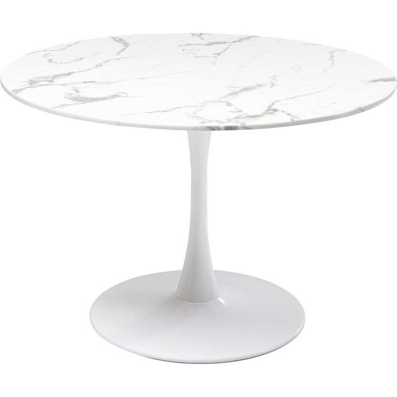 Tulip dining table in marble and lacquered steel 110cm. Seventies design
