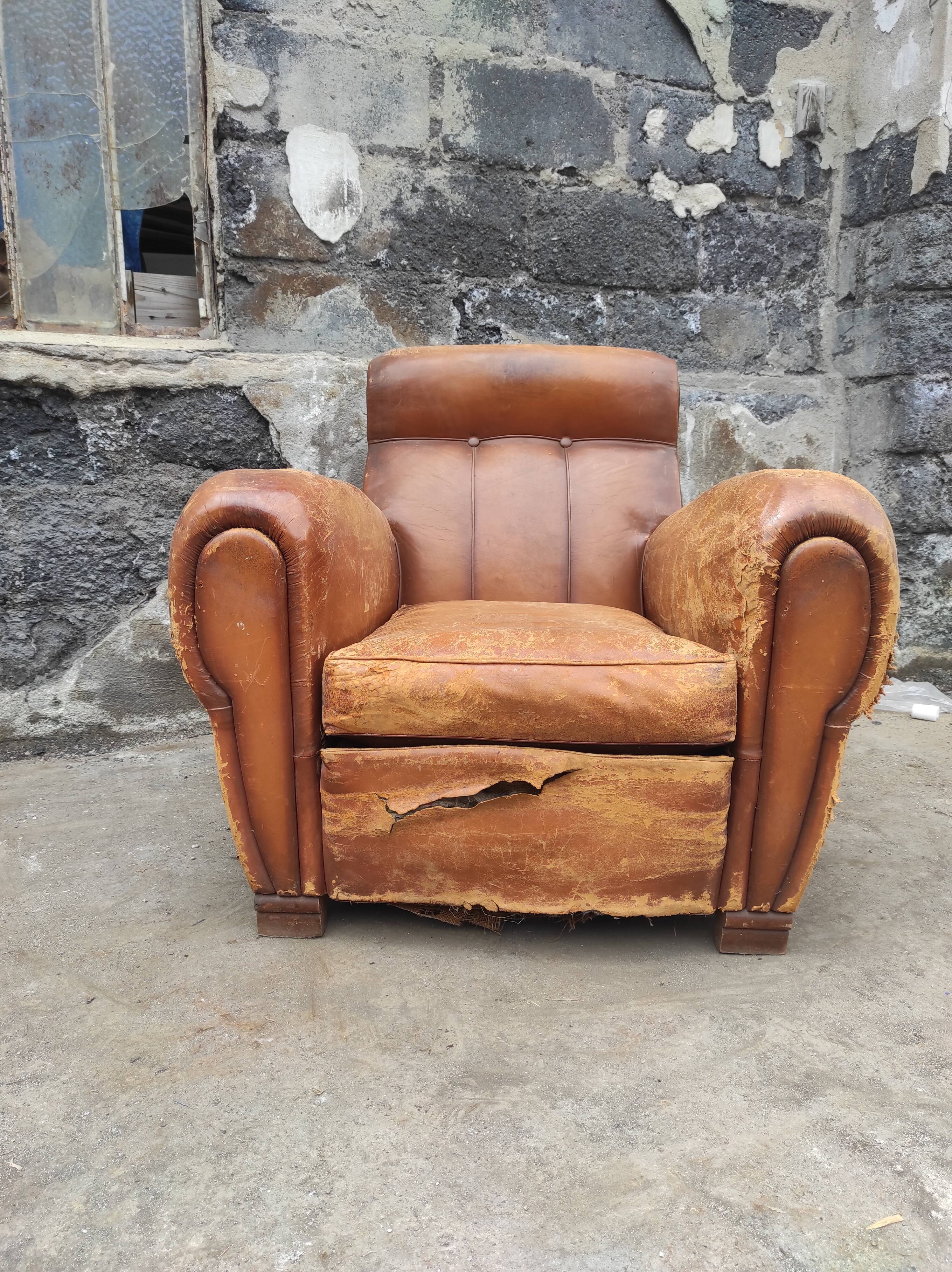 Red leather club chair