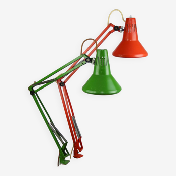 Lampes de table Achitect réglables en orange et vert par Tep, années 1970