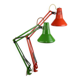 Adjustable achitect table lamps in orange and green by tep, 1970