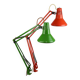 Adjustable achitect table lamps in orange and green by tep, 1970