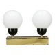 Kamenický Šenov Brass Double Globe Wall Light, Czechoslovakia, 1970s