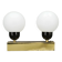 Kamenický Šenov Brass Double Globe Wall Light, Czechoslovakia, 1970s