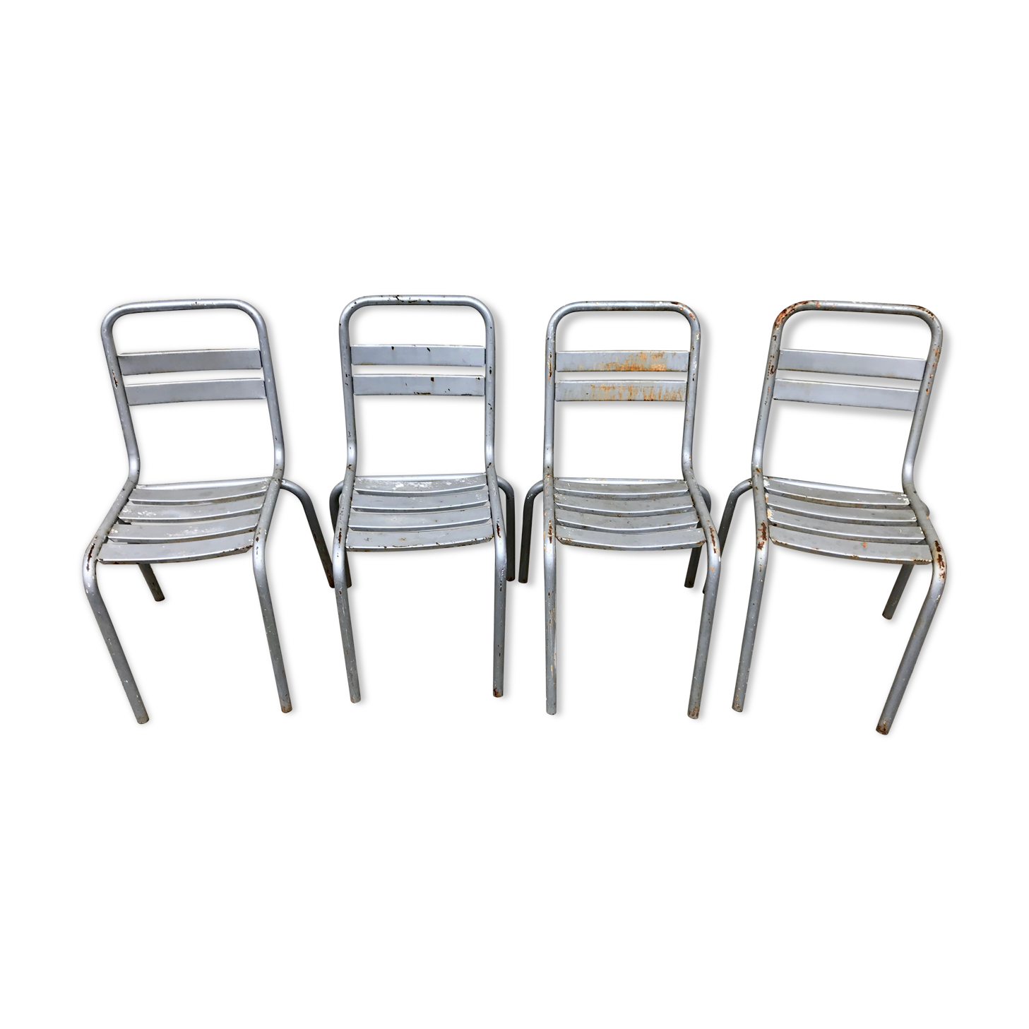 Série de 4 chaises bistrot Tolix modèle T2 bar café restaurant troquet