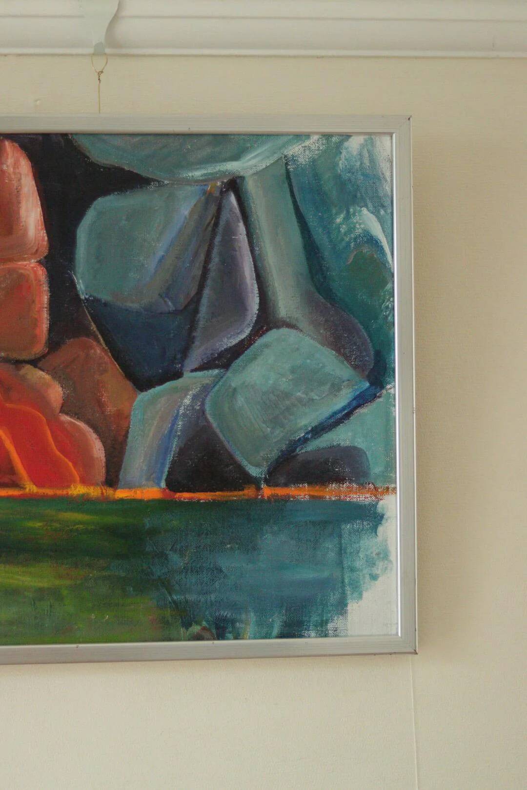 Original Swedish abstract oil painting on canvas "Abstract Rocks"