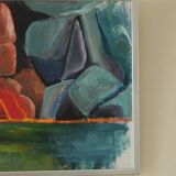 Original Swedish abstract oil painting on canvas "Abstract Rocks"