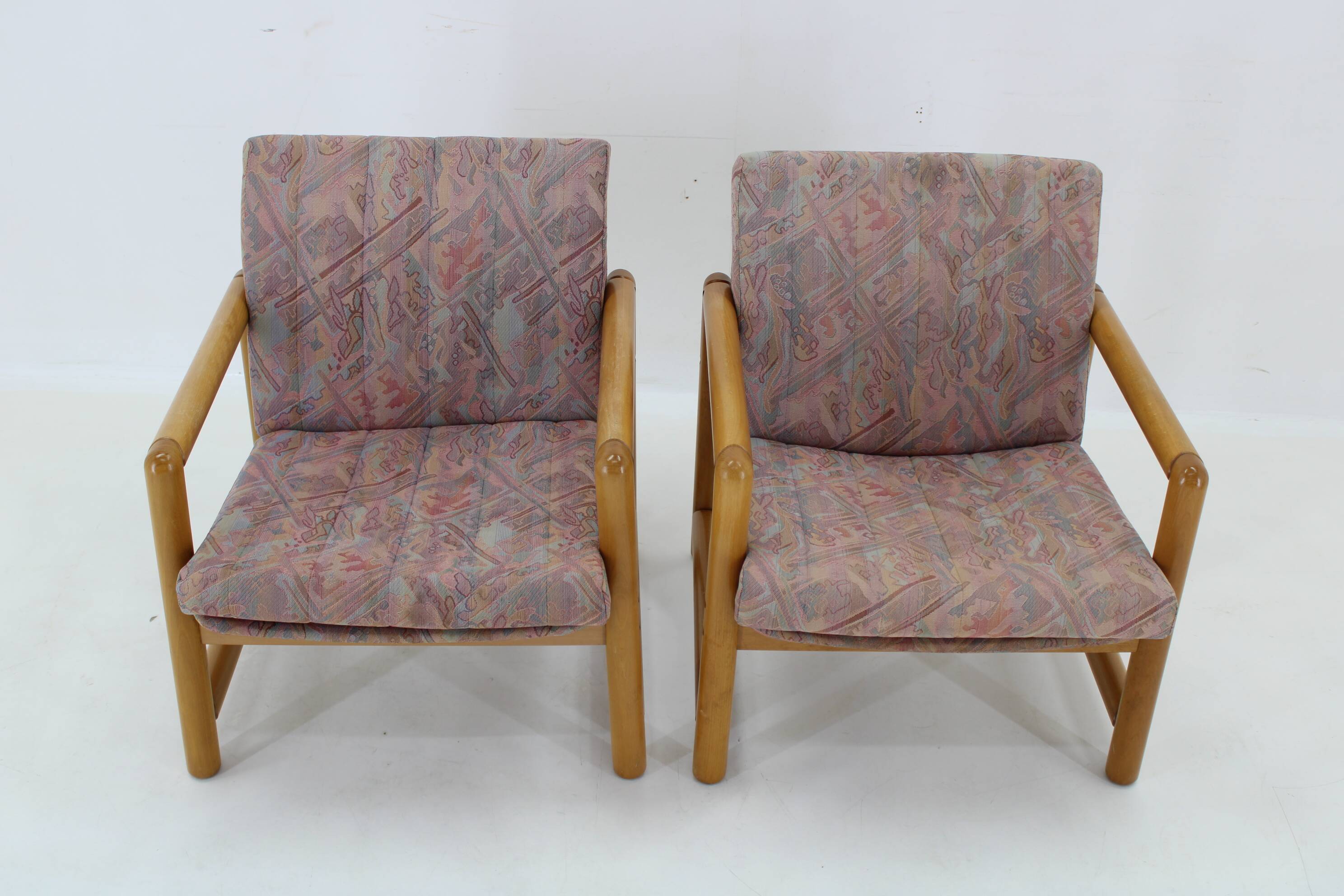 1970s Pair of Beech Armchairs and Coffee Table  by TON, Czechoslovakia