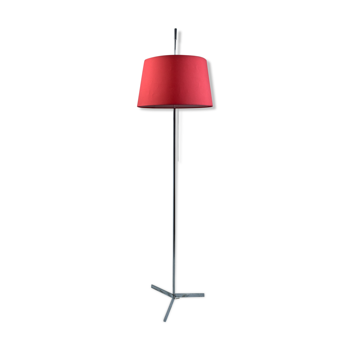 1960 chrome lamppost and red lampshade, double lighting