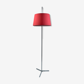 1960 chrome lamppost and red lampshade, double lighting