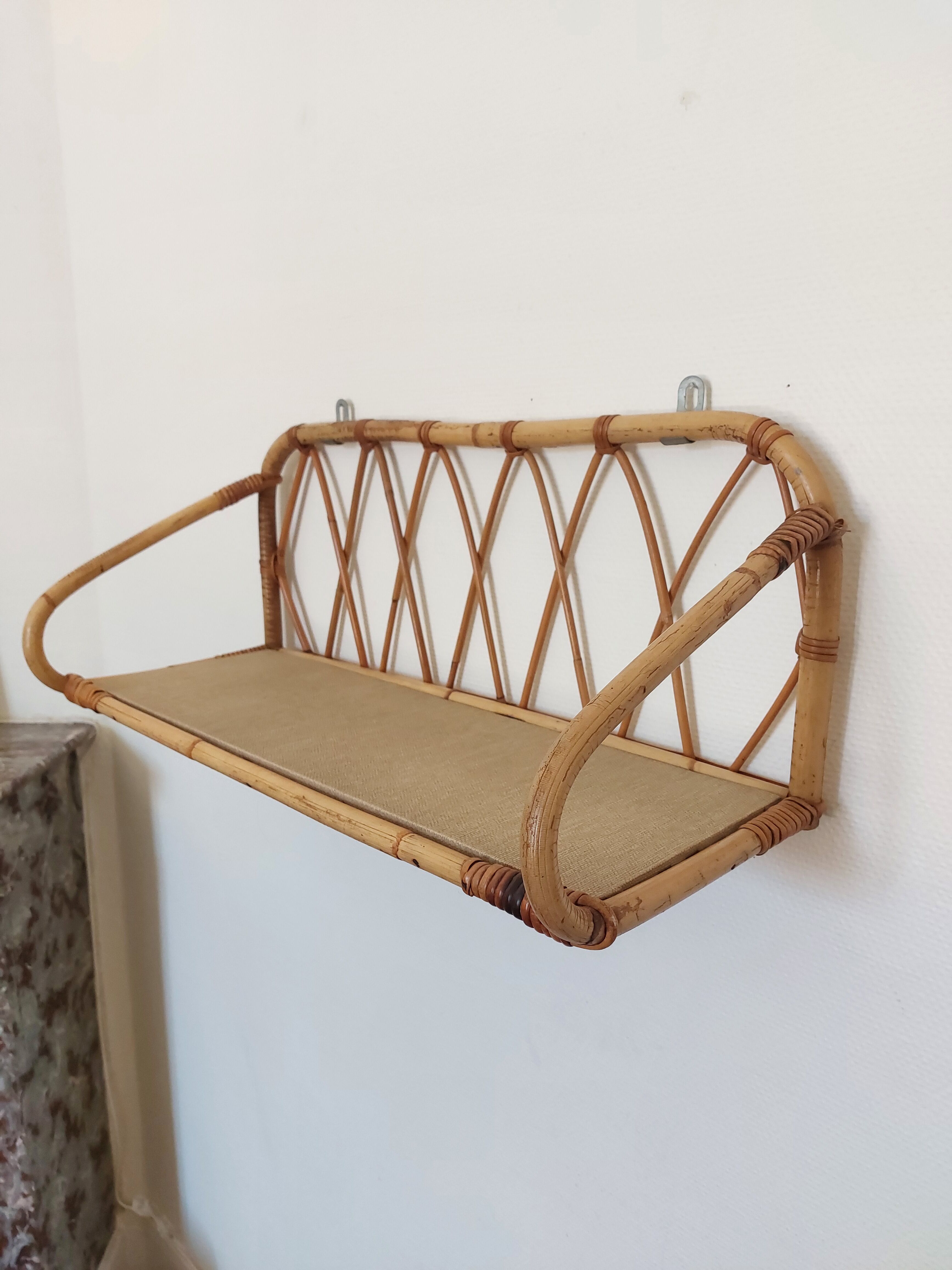 Vintage rattan shelf