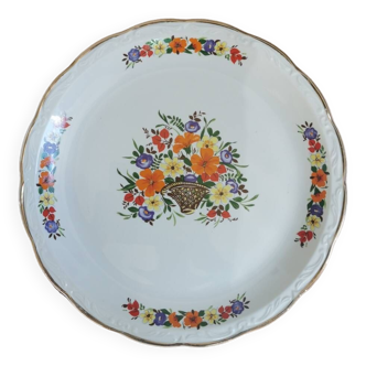 Digoin round dish, basket of flowers