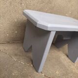 Small wooden stool, pearl gray
