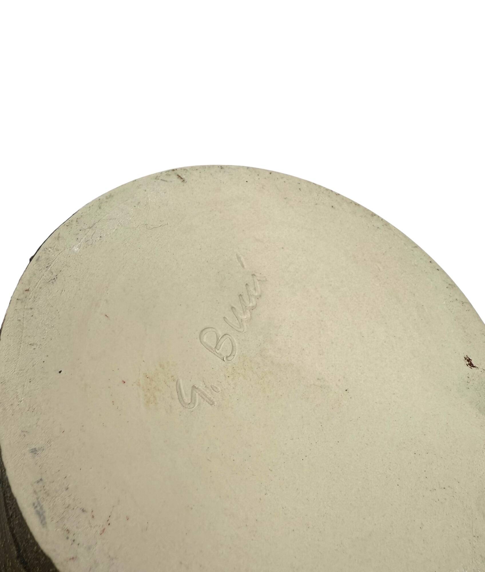 Mid-century style dark green ceramic vase, Gabriele Bucci Italy ca. 2000s