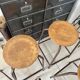 Series of 5 metal and wood workshop stools